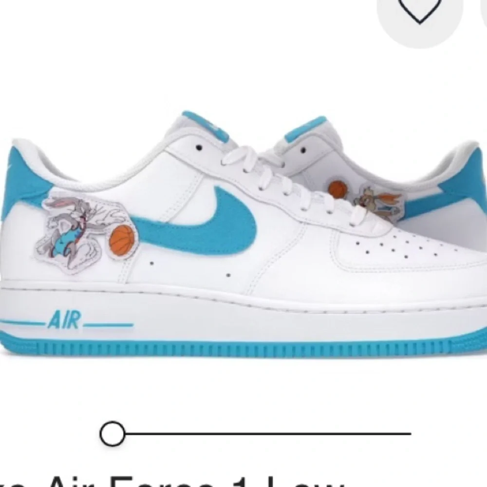 Nike Air Force 1 low Space Jam Hare, white and blue, kids 4.5 or women’s 6.5
